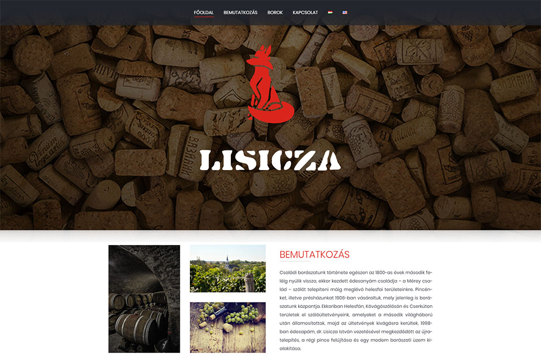 Lisicza borászat honlapja