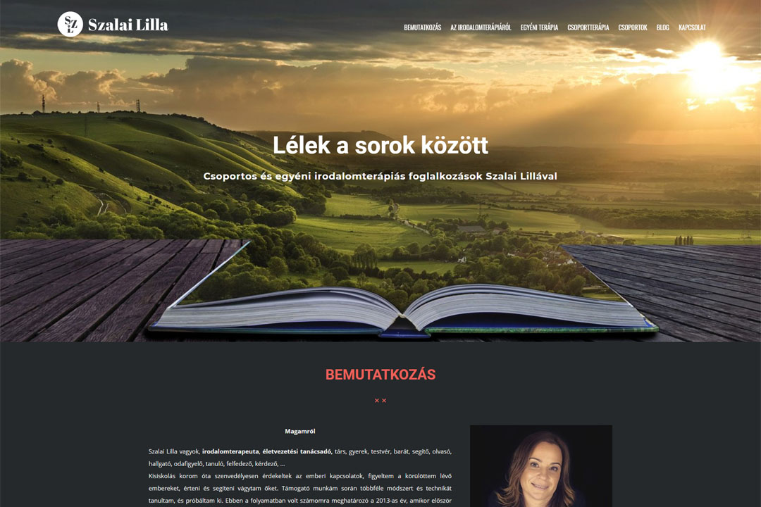 Szalai Lilla irodalomterapeuta weboldalkészítés