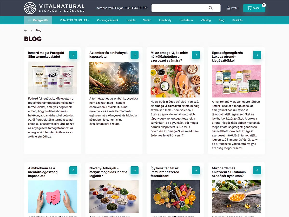 Vitalnatural.hu webáruház blog oldala